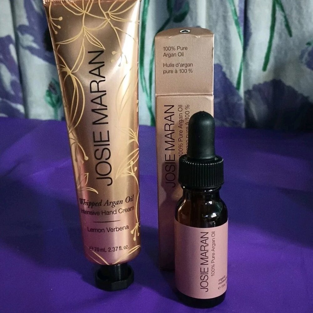 2 Josie Maran Argan Oil LOT Lemon Verbena Hand Cream & .05 oz Pure Argon Oil